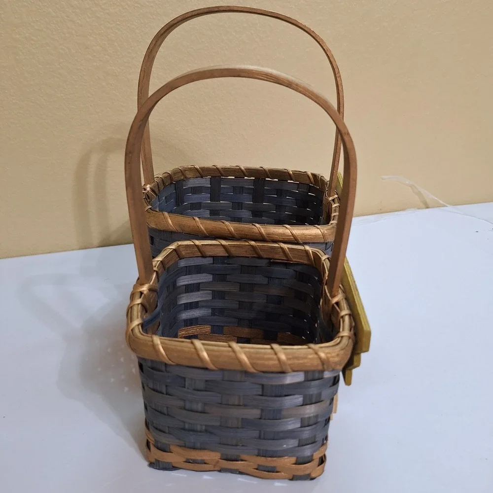 2 Vintage Woven‎ Gift Basket Angel Decor Handmade Grandmacore Gather